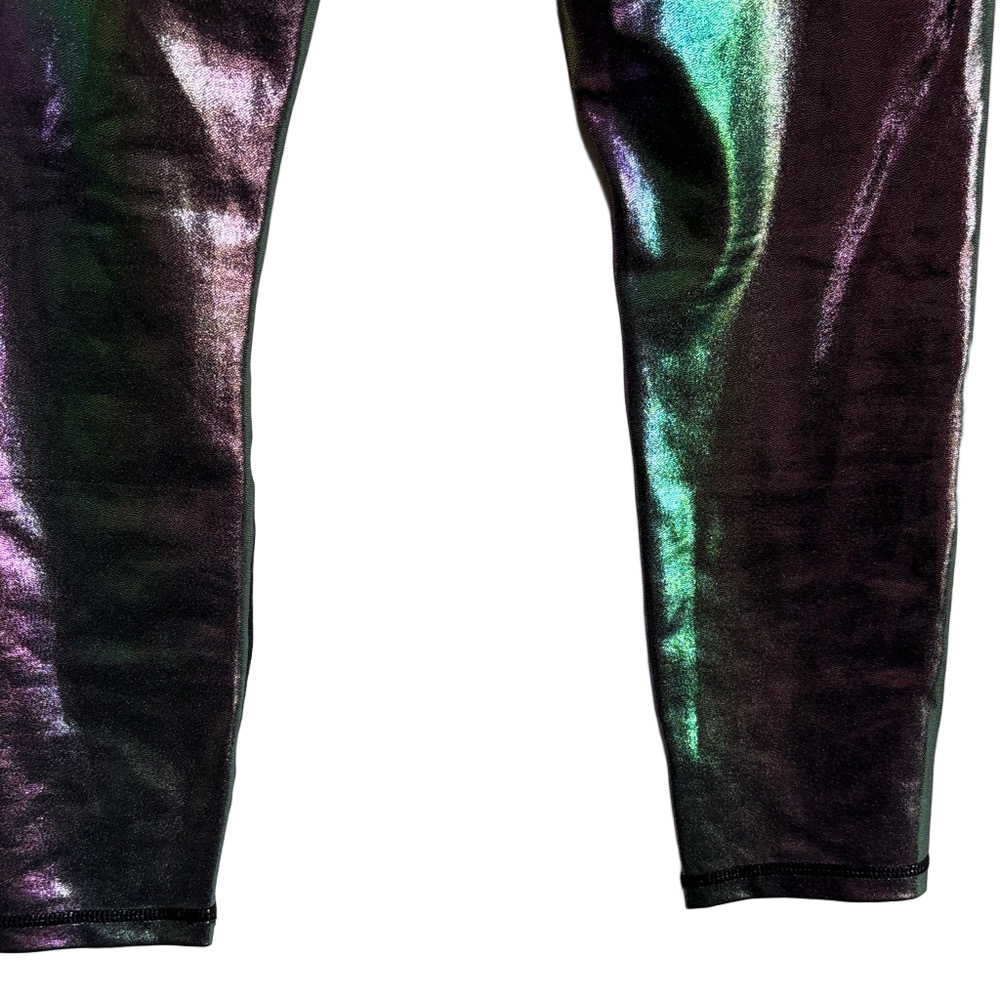 ZYIA Iridescent Metallic Purple Green High-Waist Leggings - Picture 8 of 9